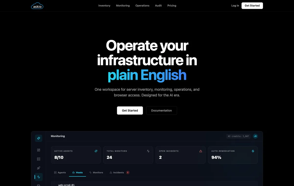 Askio.cloud AI infrastructure command center dashboard screenshot