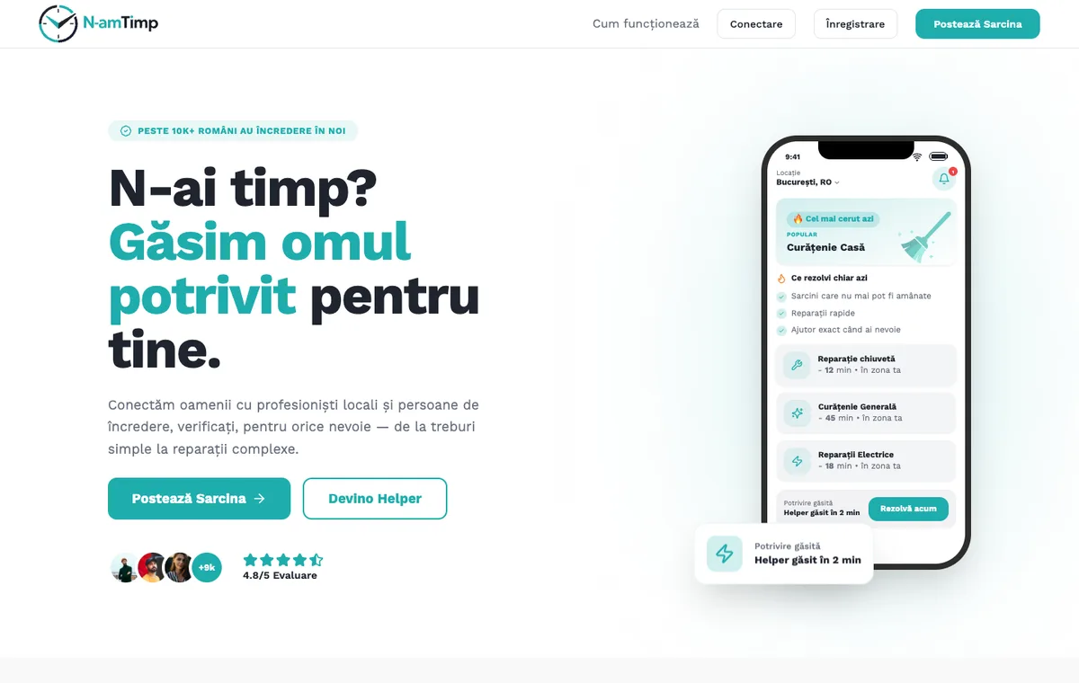 n-amtimp.ro local services marketplace homepage screenshot